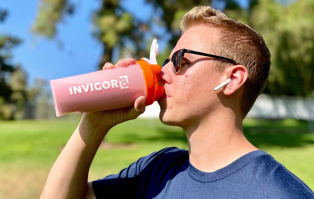  person drinking invigor8 shake