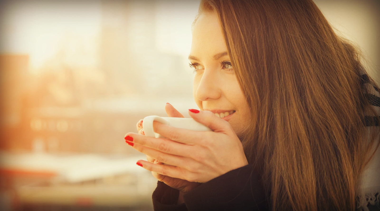  Woman drinking coffee