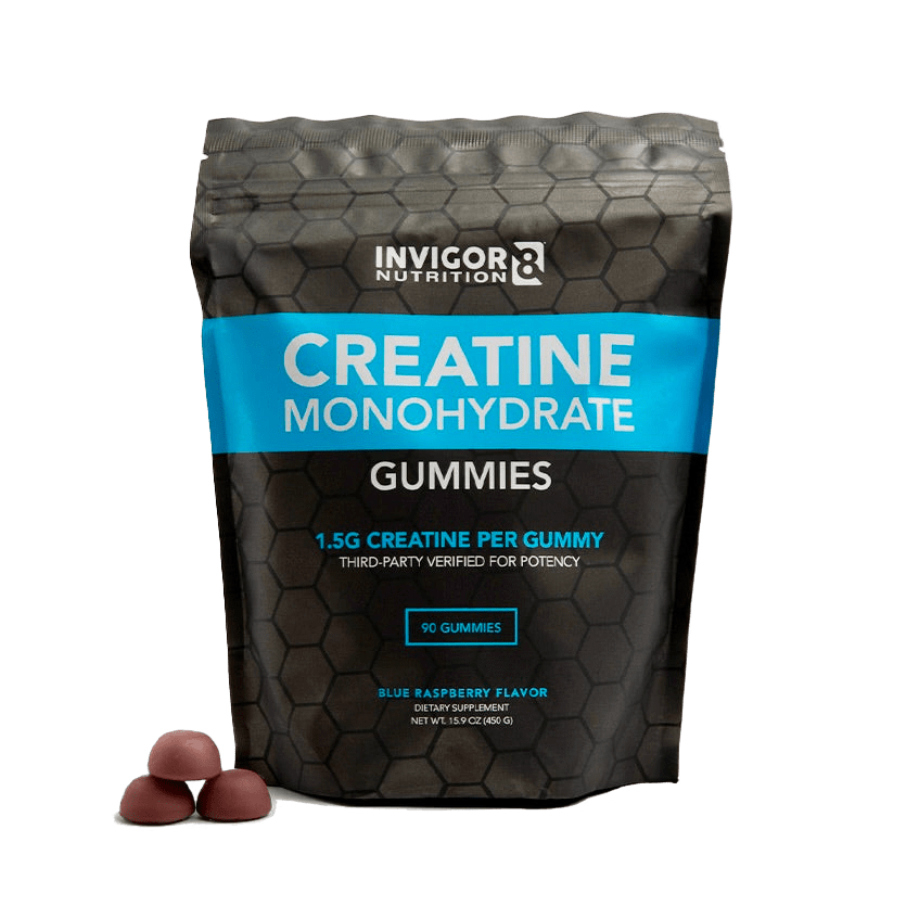  Invigor8 Creatine Monohydrate Gummies package and gummies