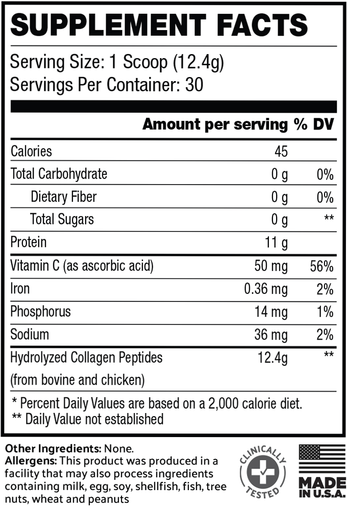  INVIGOR8 Collagen Peptides supplement facts
